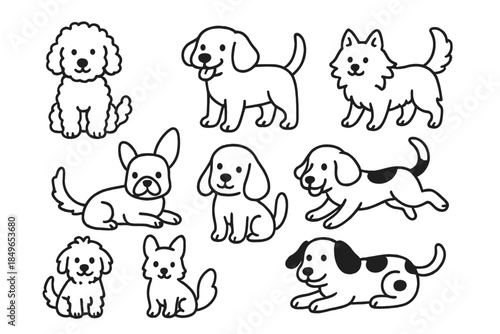 Cute Cartoon Dogs in Various Poses