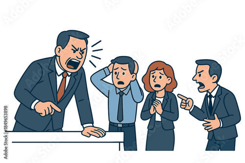 Angry Boss Yelling at Employees