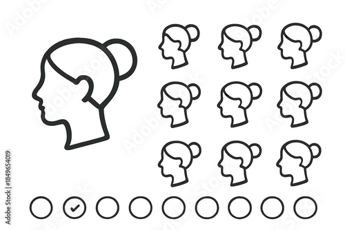 Profile silhouetted heads with selection circles