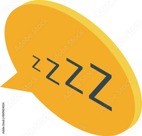 Sleep zzz text representing sleeping person in yellow speech bubble