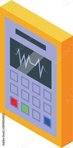 Electronic measuring device showing pulse isometric icon isolated on white background