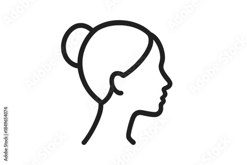 Profile silhouette of a woman's head with hair in a bun
