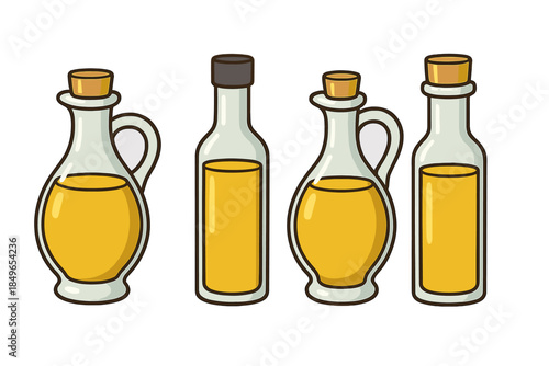 Four bottles of oil on a brown gradient background