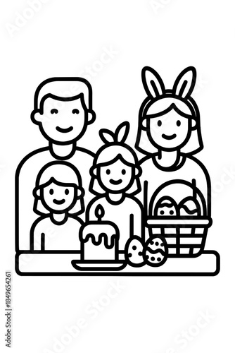 Wallpaper Mural Family Celebrating Easter with Cake and Eggs Icon Torontodigital.ca