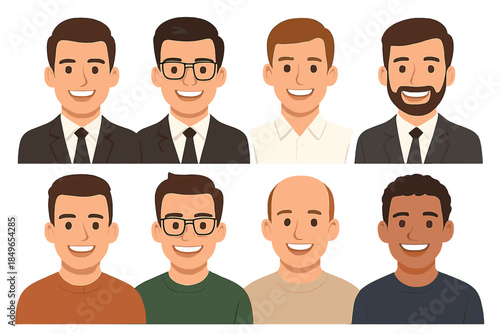 Diverse group of men avatars