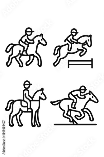 Equestrian Horse Riding Icons Set