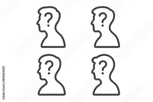 Four Anonymous Silhouettes with Question Marks