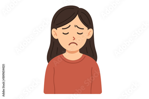 Sad girl with closed eyes and downturned mouth