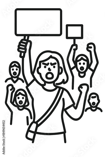 People protesting with signs and raised fists