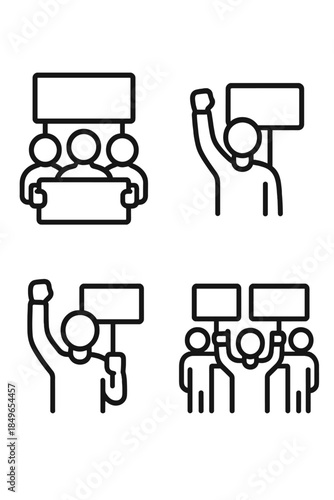 Protest and Demonstration Icons Set