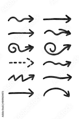 Set of Textured Arrows on Dark Background