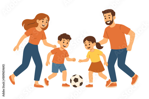 Happy Family Playing Soccer Together