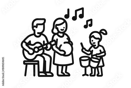 Family making music together