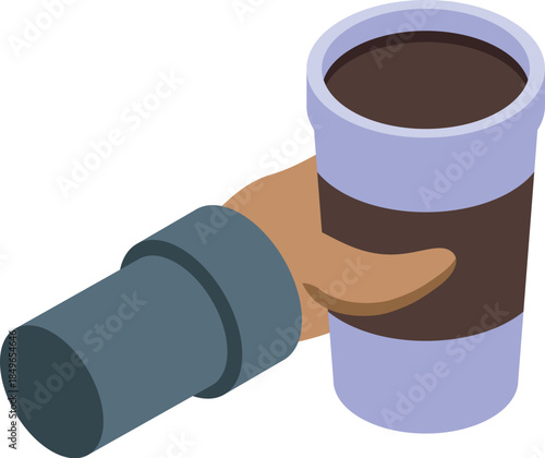 Hand holding a disposable coffee cup, perfect for projects related to coffee breaks and morning routines