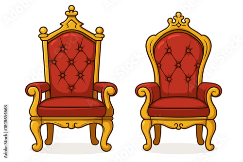 Two ornate red and gold thrones