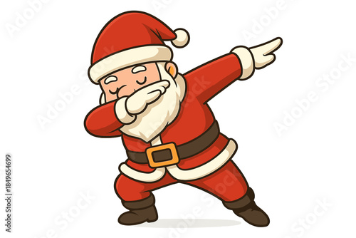 Cute Santa Claus dabbing on a green background
