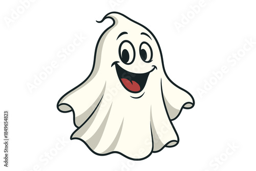 Happy Ghost Character with Big Smile