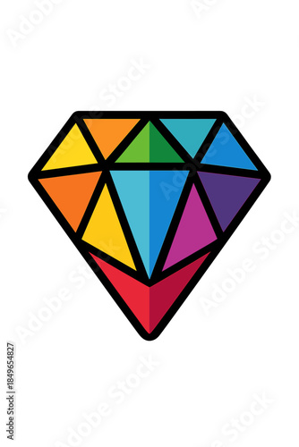 Colorful Geometric Diamond with Shadow