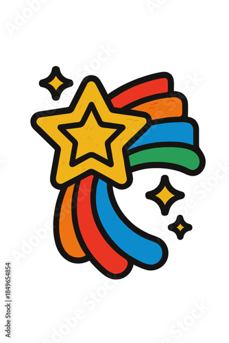 Abstract Shooting Star with Rainbow Swirl