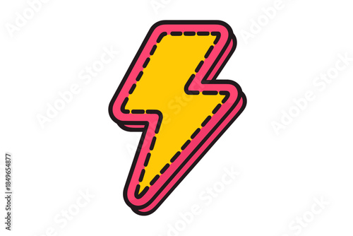 Yellow Lightning Bolt with Pink Outline