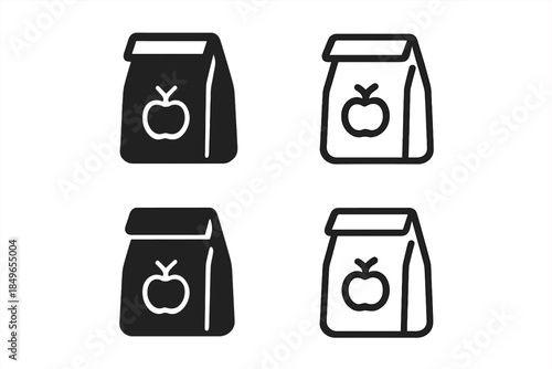 Four lunch bag icons on a gradient background