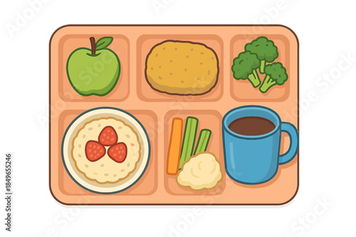 Cartoon School Lunch Tray