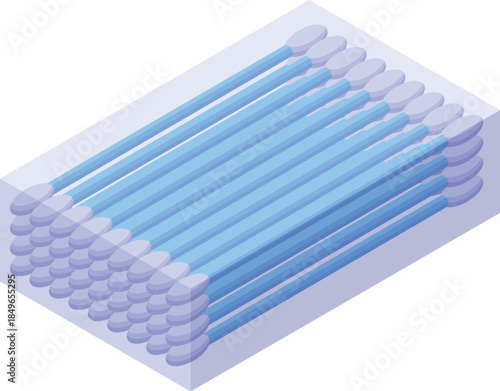 Plastic transparent box containing multiple cotton swabs, ideal for hygiene and cosmetic use