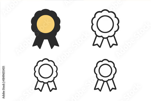 Four award ribbons on a gray background