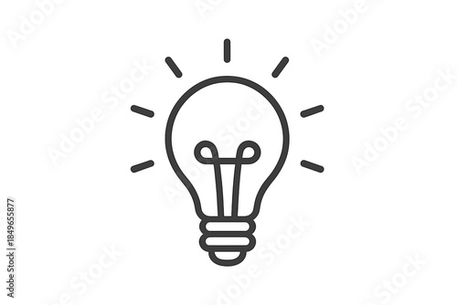 Lightbulb silhouette with radiating lines