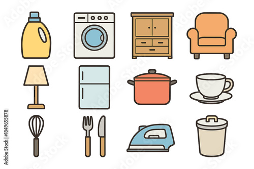Collection of household objects icons