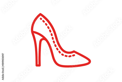 Red Neon High Heel Shoe Icon