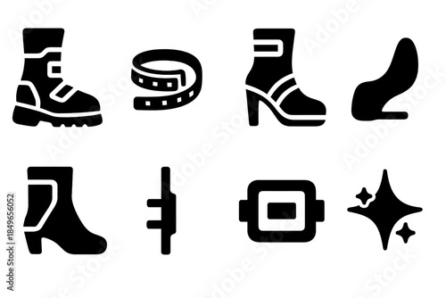 Futuristic LED Boot Icons. Advanced LED boots. Filled icon set of advanced LED boots: futuristic boot, LED