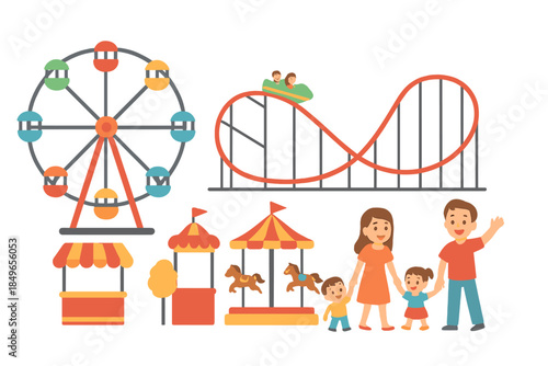 Family enjoying a fun day at an amusement park.