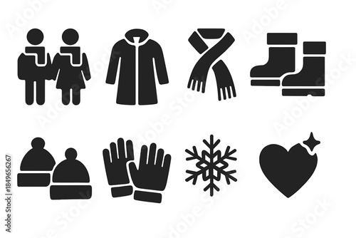 Matching Winter Icons. Matching couple winter style. Filled icon set of matching couple winter style: couple
