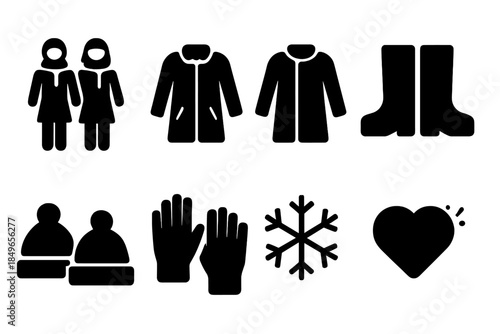 Matching Winter Icons. Matching couple winter style. Filled icon set of matching couple winter style: couple