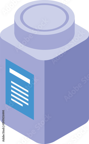 Closed medicine bottle with blue label containing relevant information, promoting health and well being