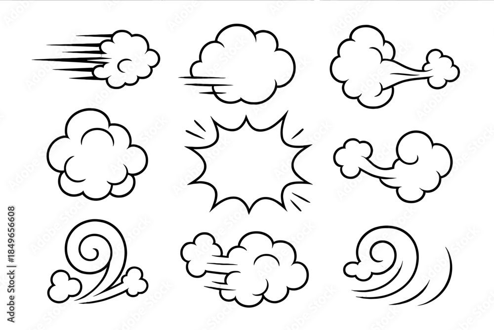 Obraz premium Comic Book Speed Lines and Smoke Puffs Collection