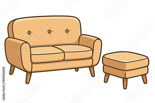 Cartoon Sofa and Ottoman