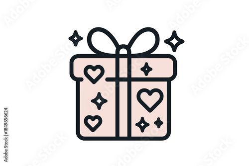 Gift box with hearts and stars