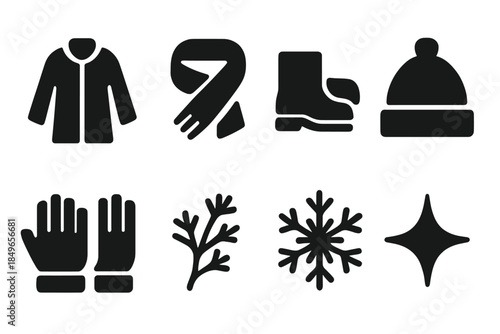 Winter Street Icons. Winter street icons. Filled icon set of winter street icons: coat block, scarf band,