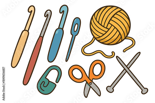 Crochet and Knitting Supplies Illustration