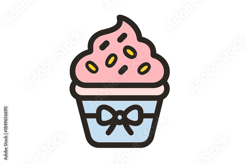 Cupcake with Pink Frosting and Sprinkles