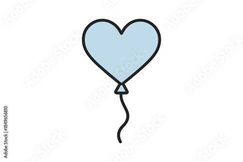Heart-shaped balloon with a string against a gray background