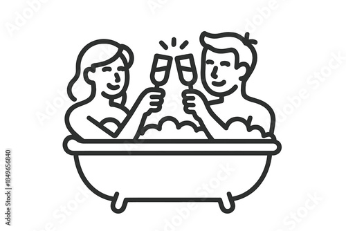 Couple Celebrating in a Bathtub