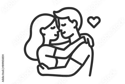 Couple Hugging with Heart Icon