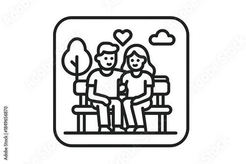 Couple Sitting on a Park Bench Icon