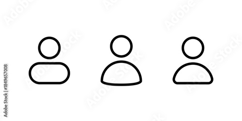 Default avatar outline icon set. Social media account profile symbol. Editable stroke