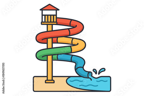 Colorful Water Slide with Pool