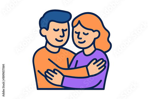Couple embracing with eyes closed