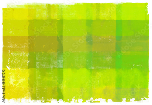 手描きローラーの重ね塗り、おしゃれなチェックアート